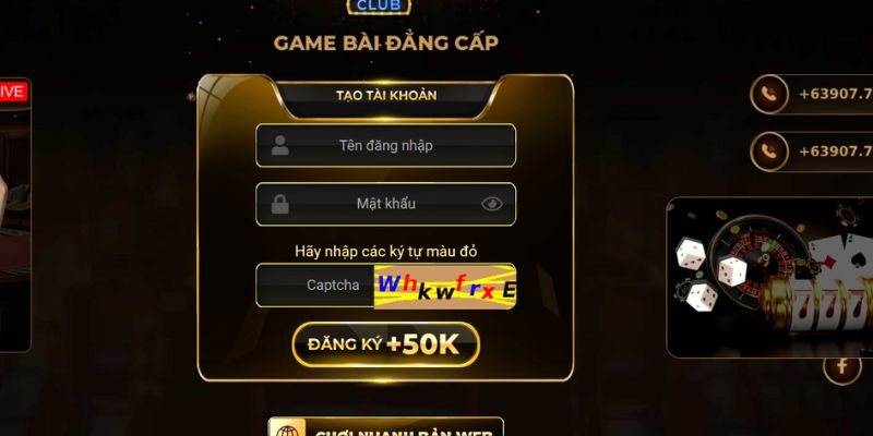 Mở tài khoản trên website